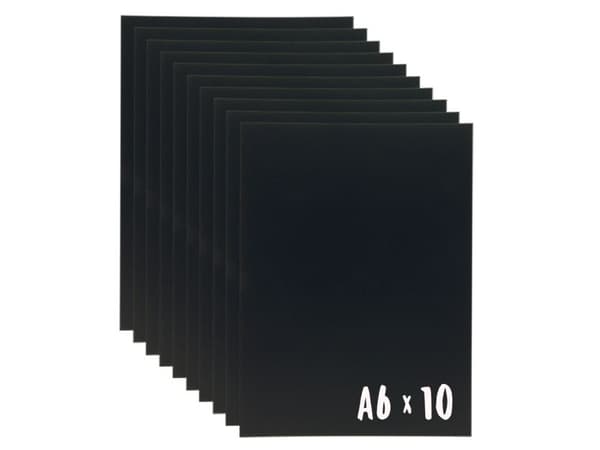 Securit® A6 krittskyltar 10 st. slagfast polystyren, matt svart