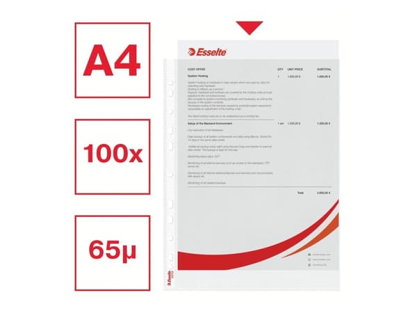 Plastlommer A4 Esselte 23752 (100 stk.)