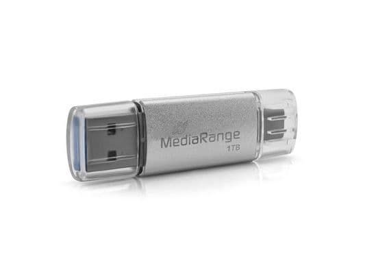 MediaRange USB-minne 3.2 Gen 1 USB-A och USB-C, 1 TB silver