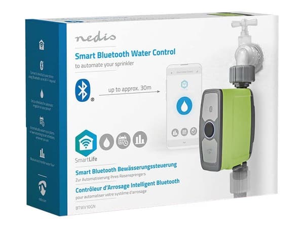 Nedis SmartLife - Vattenventil - trådlös - Bluetooth - 2.412 - 2.484 GHz - grå, grön