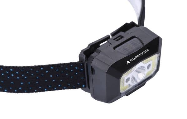 Superfire X30 hodelykt, 340 lm, USB, 5 moduser, 130 m
