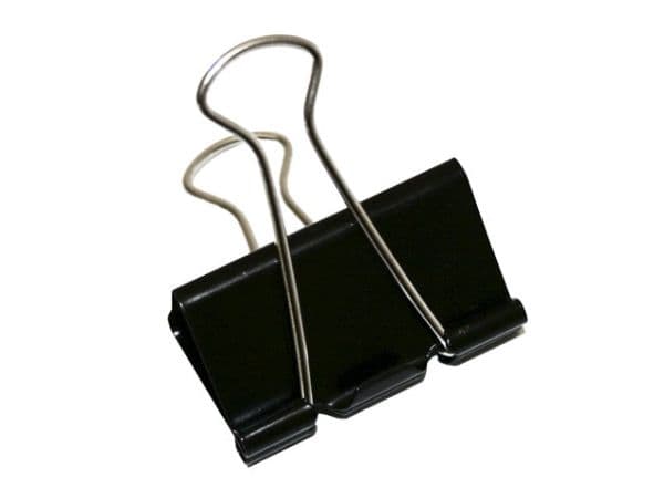 Papirklemme stål bnt sort 19mm foldback 12stk/pak - (12 stk.)