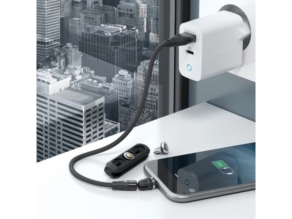 RealPower MagneticCharge3, 0,2 m, USB A, Svart