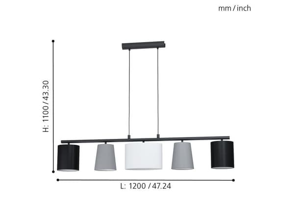 Almeida Langbord 5L, L1200, grå/sort/hvid