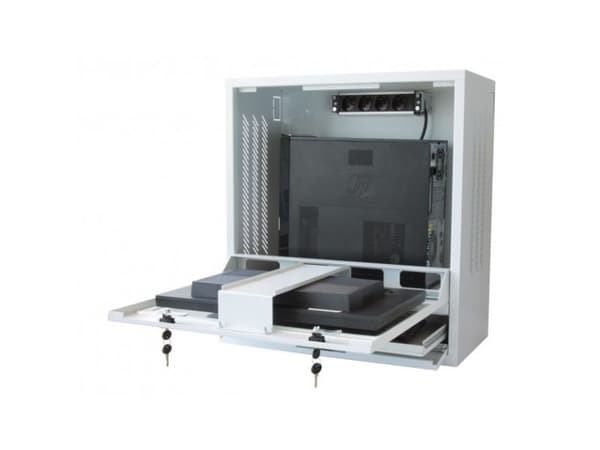 Techly ICRLIM10SV, Väggmonterad rack, Knapplås, 28,4 kg, Grå