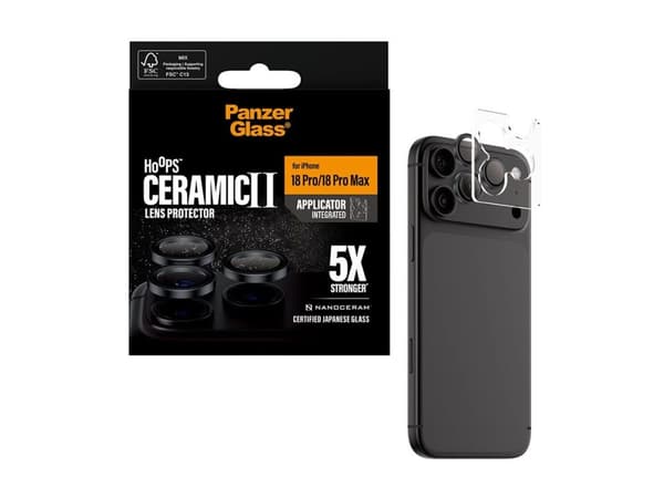 PanzerGlass ® Hoops® Ceramic Camera Lens Protector iPhone 18 Pro | 18 Pro Max, Apple - iPhone 2026 Pro, Apple - iPhone 2026 Pro Max, Asennus kuivan...