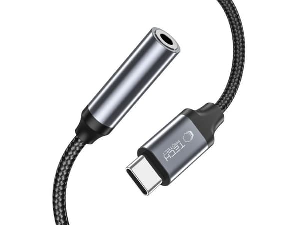 Tech-Protect UltraBoost USB-C / 3,5 mm mini-jack-adapter - svart