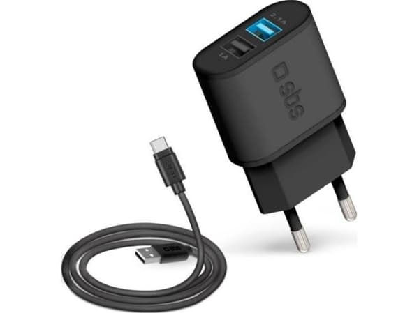 SBS TEKITTRC2U2AFASTK, Innendørs, AC, USB, 5 V, 1 m, Sort