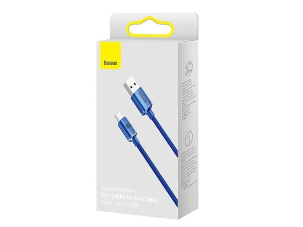 Baseus Crystal Shine USB-C-kaapeli, 100W, 2m (sininen)