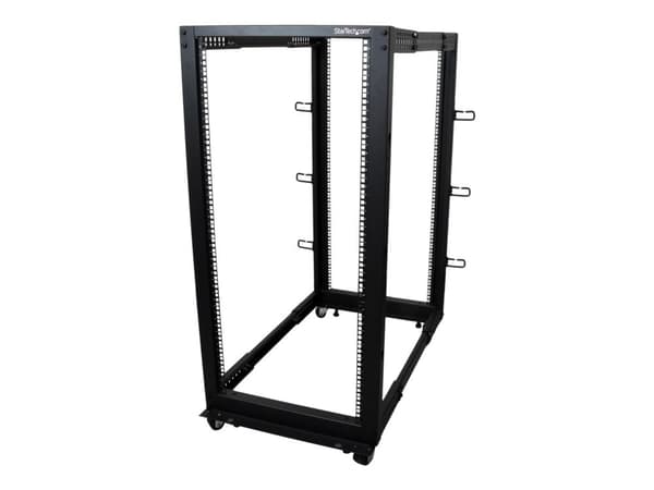 Startech 25U 19" Open Frame Server Rack, 4 Post Adjustable Depth 22-40" Mobile, Free Standing Rolling Network/Computer Equipment Data Rack, Dell Po...