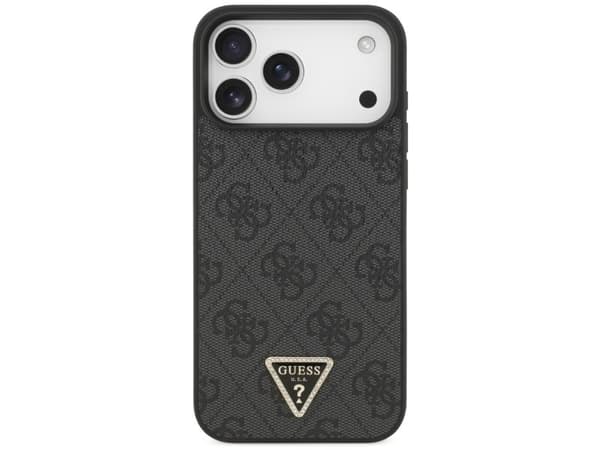 Guess Leather 4G Triangle Strass MagSafe Case for iPhone 17 Pro Max / 18 Pro Max - Black