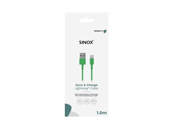 Sinox Lightning-kaapeli. 1m. vihreä