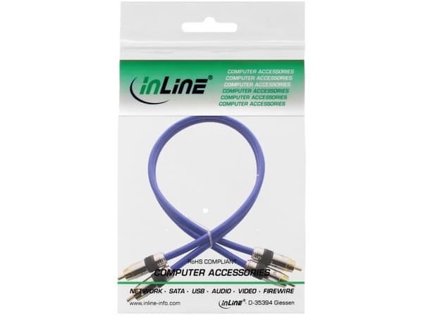 InLine 89730P, Hanstik, 2 x RCA, Hanstik, 30 m, Blå