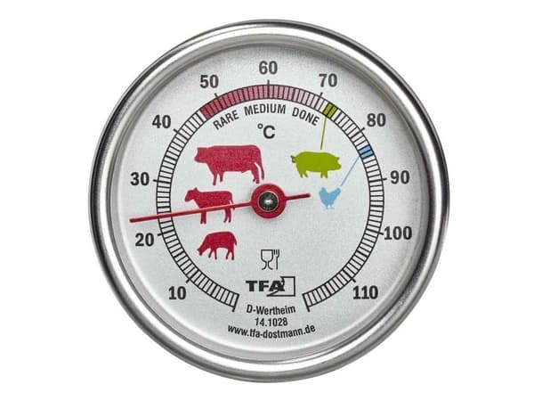 TFA - Steketermometer - for ovn, for barbequegrill, for grill - sølv