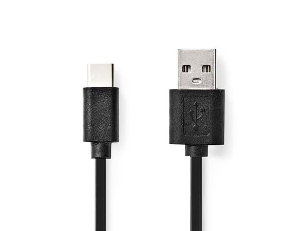 Nedis CCGL60600BK30, 3 m, USB A, USB C, USB 2.0, 0,48 Gbit/s, Sort