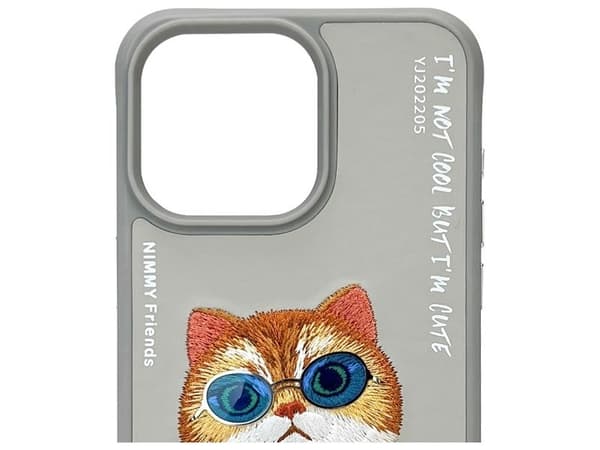 Nimmy Glasses Cool Cat Case for iPhone 15 Pro - Gray
