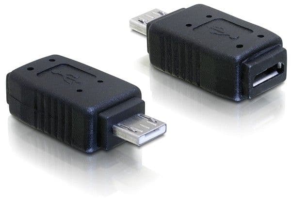 DeLOCK Adapter USB micro-A+B female to USB micro A-male, USB micro A, USB micro-A+B, Musta