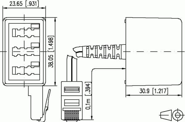 BTR - Puhelinsovitin - RJ-45 (han) til TAE-NFN (hun) - 10 cm