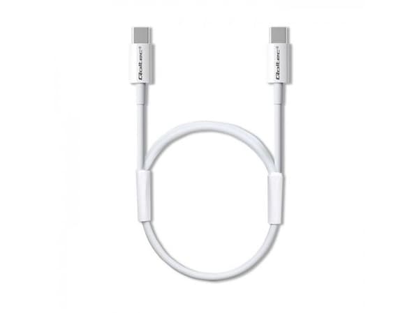 Qoltec - USB-kabel - USB-C (hann) til USB-C (hann) - USB 2.0 - 20 V - 3 A - 1 m - hvit