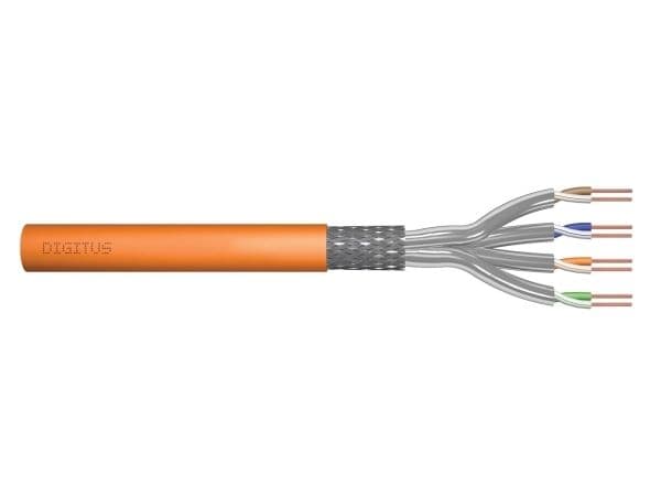 DIGITUS Professional - Installation cable - 500 m - 7.5 mm - S/FTP - simpleks - CAT 7 - halogenfri, riser, solid, campus - oransje, RAL 2000