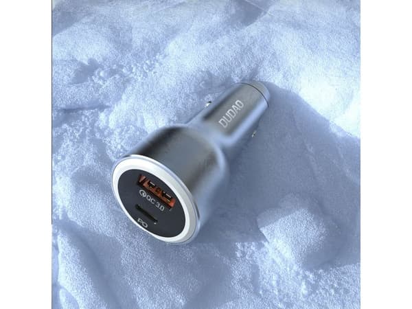 Billaddare USB-A USB-C PD QC LED 120W - grå