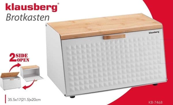 Brödbox i stål och bambu, vit Klausberg