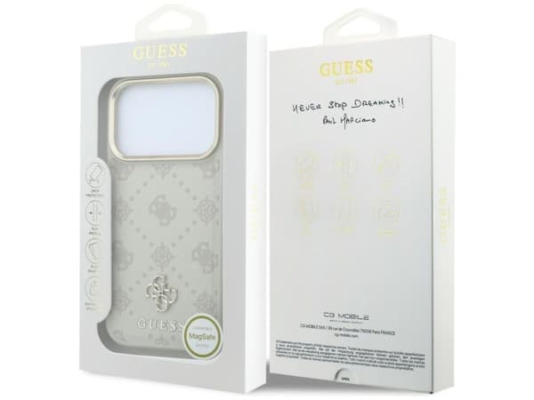 Guess Stripe Peony 4G Logo MagSafe Case for iPhone 18 Pro Max / 17 Pro Max - Beige