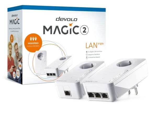 devolo Magic 2 LAN triple - Starter Kit - brygga 1GbE, HomeGrid - vägginsticksbar