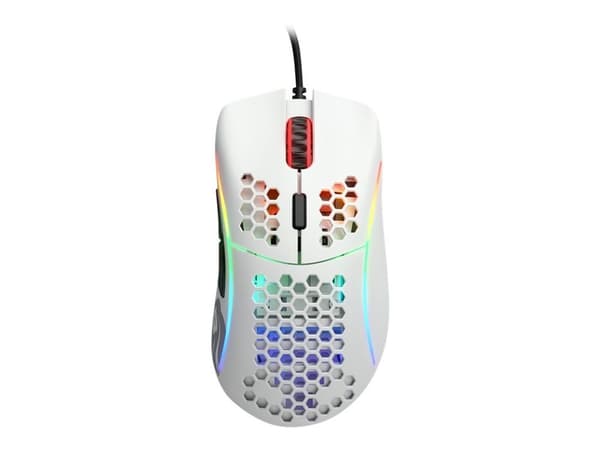 Glorious Model D - Mus - optisk - 6 knapper - kablet - USB 2.0 - matt hvit