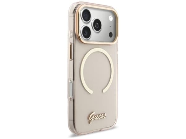 Guess IML Script metall MagSafe-deksel til iPhone 17 Pro - rosa