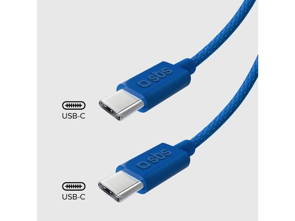 SBS TECABLETISSUETCCB, 1,5 m, USB C, USB C, USB 2.0, 0,48 Gbit/s, Blå