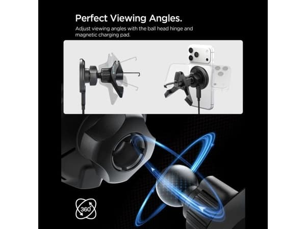 Spigen EV15MAQ Essential Qi2 MagSafe bilventilholder - sort