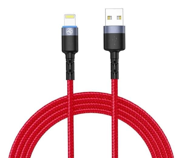 Tellur Data Cable USB to Lightning with LED Light 3A 1.2m Raudona