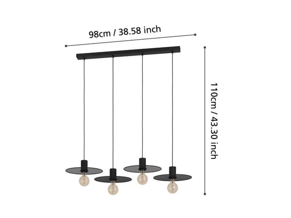EGLO IKESTON LANGBORD 4L E27 SORT/GITTER