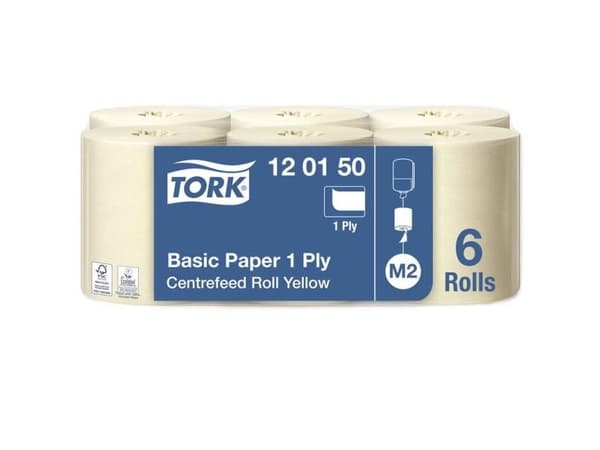 Universalpapper Tork® M2 Basic Centrefeed, 120150, 1-lagers, förpackning om 6 st.