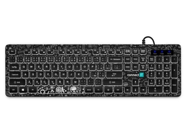 Connect IT CKB-3510-DD, Full størrelse (100 og), USB, Membrannøkkelbryter, Sort
