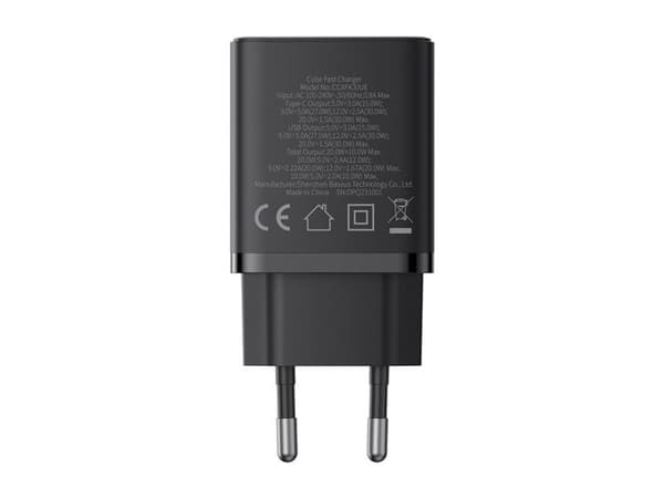 Nätladdare Baseus Cube Pro 30W USB-C USB-A - svart