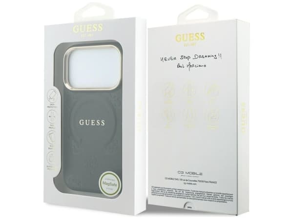 Guess Saffiano Peony &amp; Ring MagSafe case for iPhone 17 Pro / 18 Pro - black