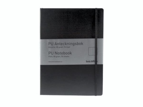 Notesbog BNT A4 sort ulinjeret m/96 blade 80g
