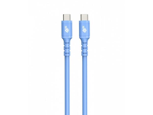 USB-C till USB-C 1 m silikonblå kabel
