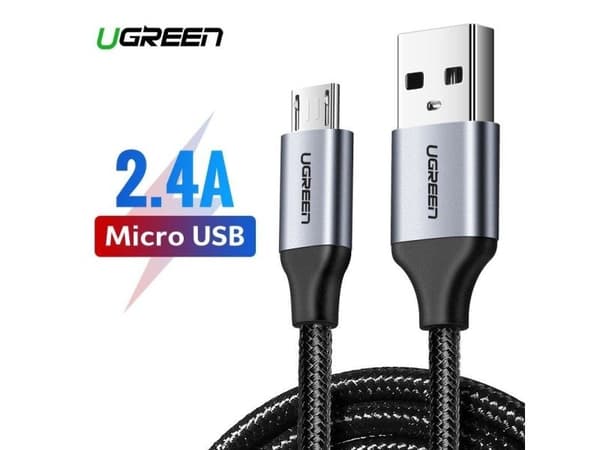 Ugreen UG-60146, 1 m, Micro-USB A, USB A, USB 2.0, 0,48 Gbit/s, Svart, Grå