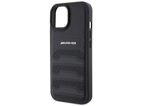 AMG AMHCP15MGSEBK iPhone 15 Plus 6.7" black/black hardcase Leather Debossed Lines