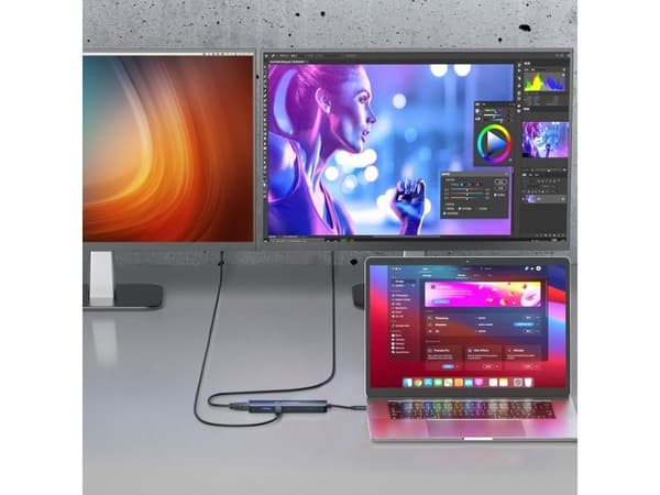 Wozinsky USB-hubb 6-i-1 USB-A USB-C DisplayPort HDMI - grå
