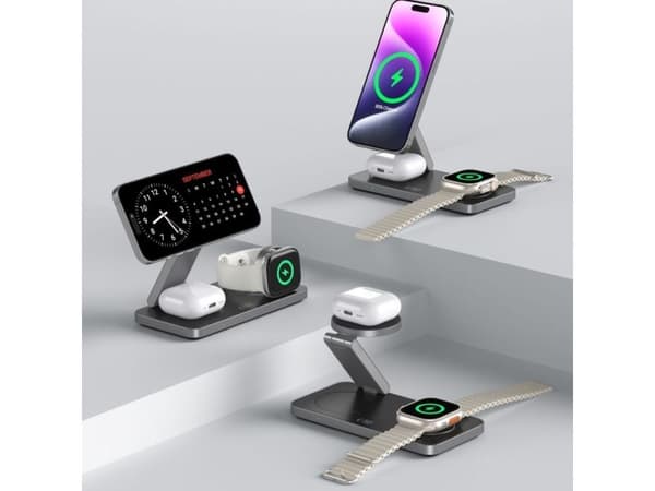 TECH-PROTECT QI15W-A47 3IN1 MAGNETIC MAGSAFE WIRELESS CHARGER BLACK