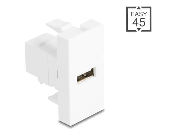 Delock - Easy 45 - snäppbar modul - USB 2.0 - USB Typ B - 1 grupp - vit