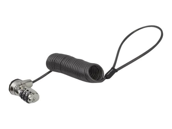 StarTech.com LTLOCK3DCOIL, 1,8 m, Yhdistelmälukko, Musta, Ruostumaton teräs