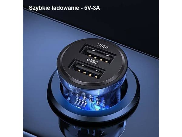 USAMS bil-lader C31 3A 2xUSB-A Fast Charge blå CC162CC02