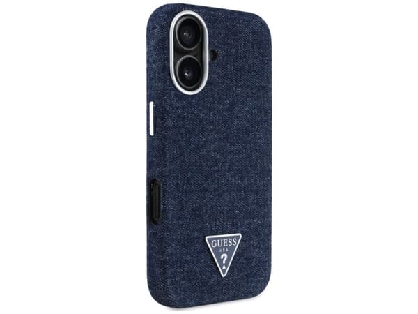 Guess Denim Triangle Logo MagSafe iPhone 16 – blå