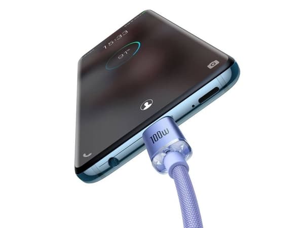 Baseus Crystal Shine USB-C til USB-C-kabel, 100W, 2m (lilla)