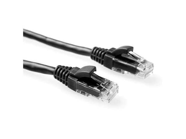 ACT Black 2 meter U/UTP CAT5E patch cable component level with RJ45 connectors. Cat5e u/utp component bk 2.00m (IK5902)